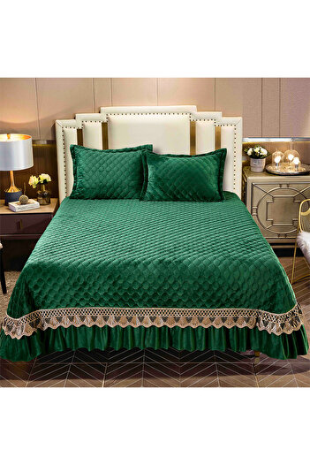 OEM Quilted velvet blanket, with embroidery, 3 pieces, plain, 220X240 cm CC75