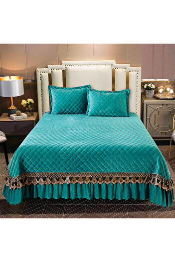 OEM Quilted velvet blanket, with embroidery, 3 pieces, plain, 220X240 cm CC70