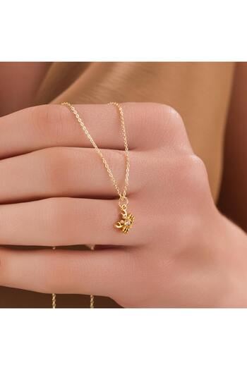 HOBİSY GIFT SHOP Minimal Yengeç Figürlü Zirkon Taşlı Altın Kaplama Kadın Kolye