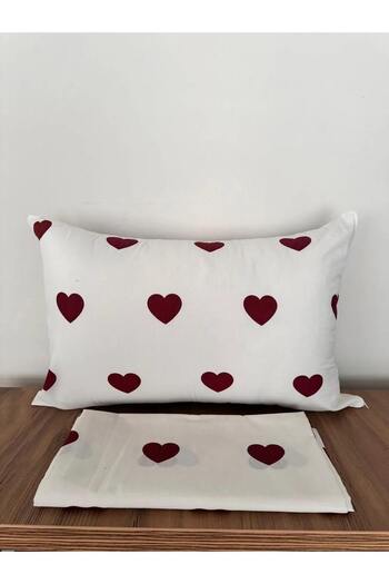 UGT TEKSTİL Heart Single Elastic Sheet and 1 Pillow Case