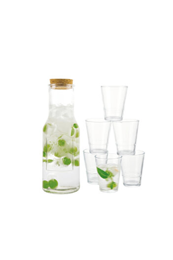 Bien Servi 7-Piece Elegant Design High Quality Glass Beverage Set Clear