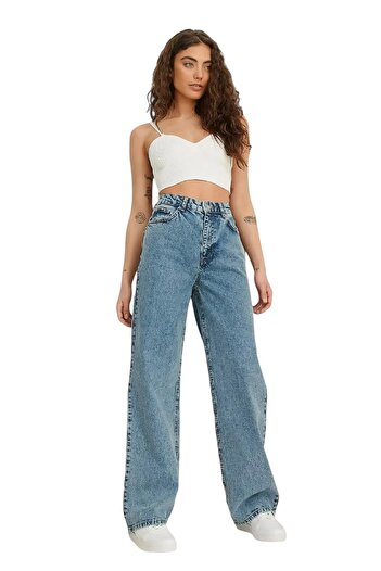 Livik Di̇lemma Women's Lycra Stretchy Custom Cut Wide Leg Jeans