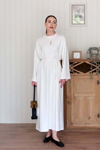 Ceylan Otantik Ecru Single Jersey Basic Dress