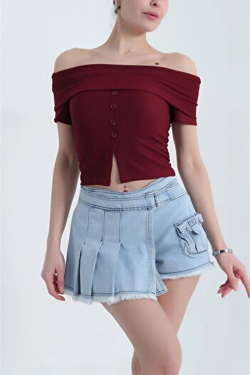 İKLİM LİFE Ottoman fabric madonna collar Stretch Fabric blouse