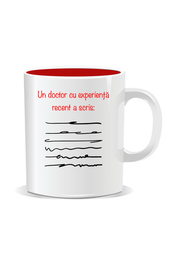 OEM Personalized mug with funny message, A recently experienced doctor wrote - Red interior