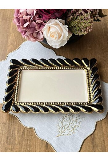 ROSSEV Serving Plate Rönesans Black Rectangular