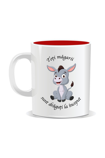 OEM Personalized mug with funny message, All donkeys are cute at first - Red interior