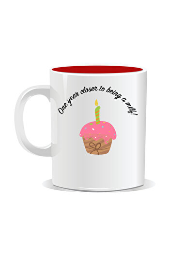 OEM Personalized mug with funny message, One year closer to being a milf - Red interior