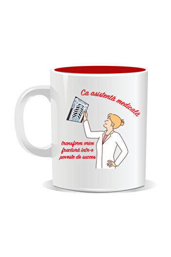 OEM Personalized mug for nurses, I turn any fracture into success - Red interior