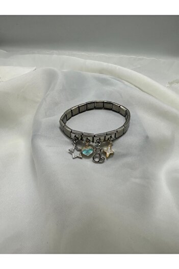 Lav Aksesuar 4'lü Charmlı italyan charm şans bileklik 9 mm çelik paslanmaz çelik set halinde Italian bracelet