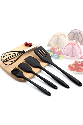 SIKS Set of 5 SIKS® Heat-Resistant Silicone Kitchen Utensils, Whisk, Brush, Large Spatula, Small Spatula