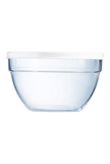Luminarc Empilable Tempered Glass Salad Bowl with Lid White and Transparent 200ml