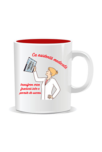OEM Personalized mug for nurses, I turn any fracture into success - Red interior