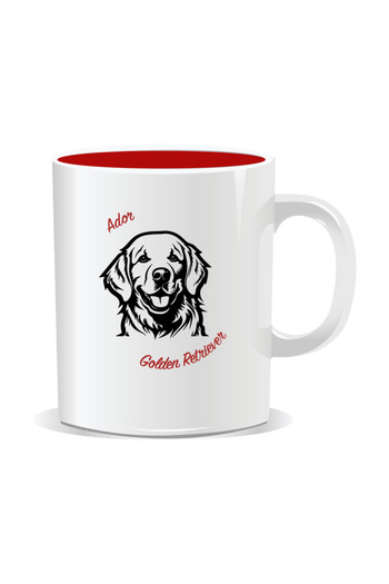 OEM Personalized mug with messages for dog lovers, I love golden retriever - Red interior
