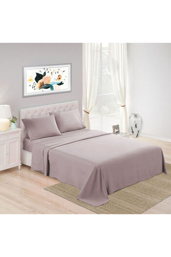 Trident : 3Piece 500 Thread Count 100 Cotton rich Solid Luxury Queen Bedsheet Set