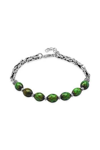 Tesbihane Non-Tarnish Metal King Chain Barley Cut Feeling Stone Natural Stone Men's Bracelet