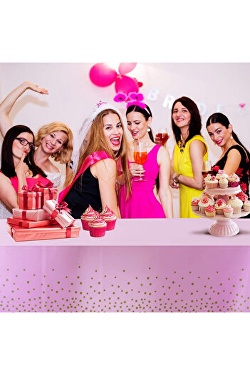 Colmanda Set of 4 Colmanda party tablecloths, plastic, pink, 137 x 274 cm