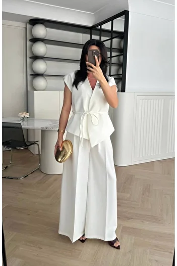 Ecenin Favorileri Tie Detailed Vest Trousers Set