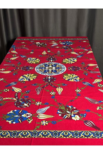 Sobe Hediyelik Red Ethnic Patterned Tablecloth – 170X170 Cm, Colorful, Stylish and Useful Square Tablecloth