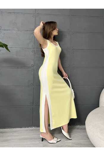 Butik Merrline Women's Side Stripe Garnish Soft Fabric Slit Premium Sports Dress