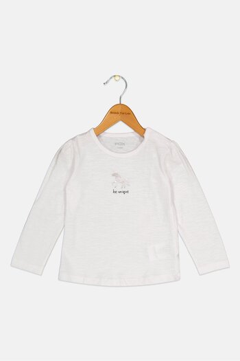 Fox Toddlers Girl Graphic Print Long Sleeve T-Shirt, White