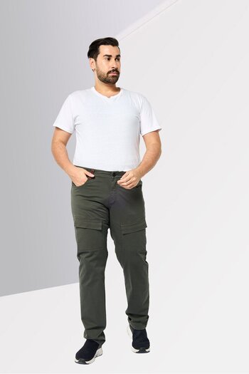 Scuderia Ferrari Men Regular Fit Solid Cargo Pants, Dark Olive