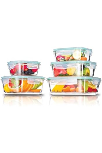 Westinghouse 5-Piece Glass Food Storage Set | Rectangle (370ml, 640ml, 1050ml) + Square (320ml, 800m