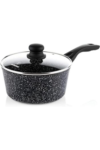 Westinghouse Casserole with Lid 24CM - Pressed Aluminium, Black Marble, Non-Stick Cooking Pot