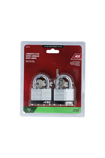 ACE High Security Laminated Steel Padlock with Keys Chrome 50mm