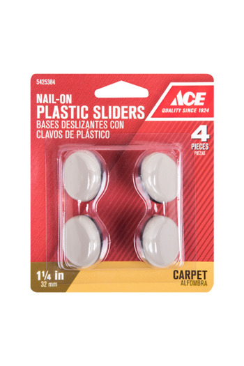 ACE 4-Piece Nail-On Plastic Sliders Grey and Black 1.25inch