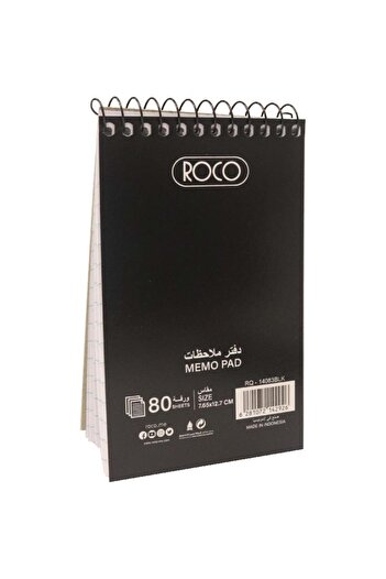 Roco Pocket Memo Notebook – 160 Pages, 7.65 x 12.7 cm, Lined, Black Cover