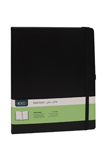 Roco دفتر يوميات فارغ - 19 × 25 سم، 192 صفحة، غلاف أسود