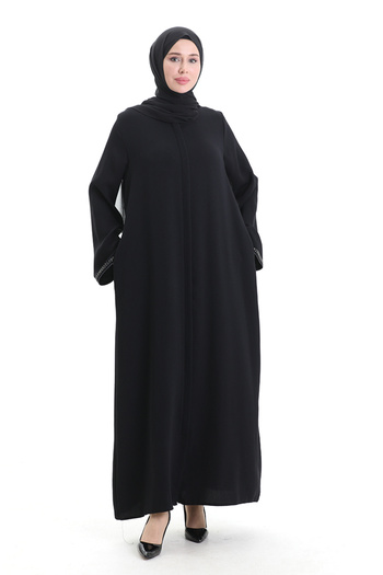 sefamerve Modal Fabric Hurrem Sleeve Ferace 1904-09 Black Gray