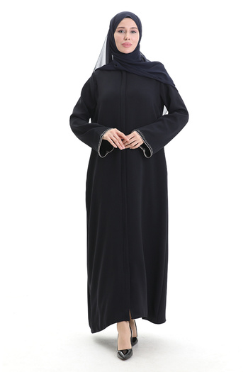 sefamerve Modal Fabric Hürrem Sleeve Ferace 1904-06 Navy Blue Mink