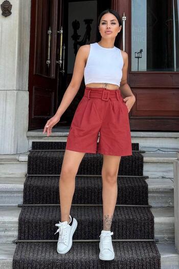 NEW LAVİVA Women's Burgundy Shorts - 700-Ss-7094