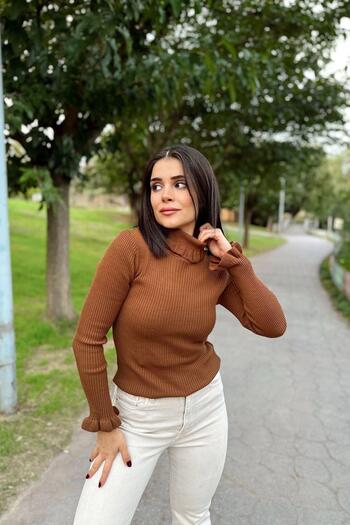 NEW LAVİVA Women's Brown Knitwear - 700-K7525