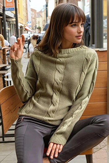 NEW LAVİVA Khaki Women's Knitwear Sweater - 700-Gk-Cck76052