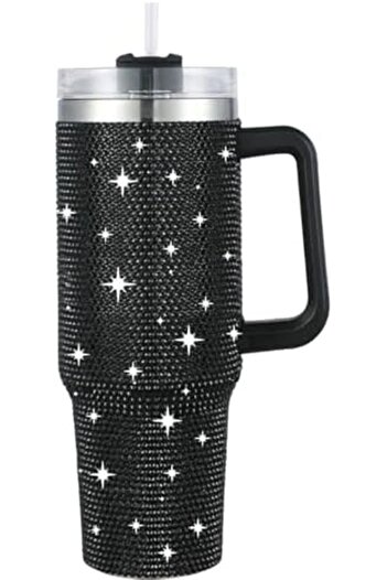 Generic 40oz Rhinestone Tumbler with Handle, Insulated Stainless Steel Travel Coffee Mug with Straw&Lid, Lar