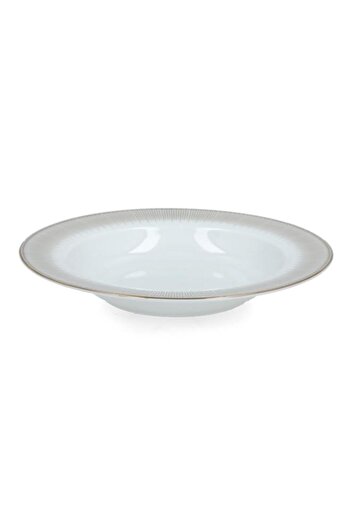 Generic Easy Life Festive Collection Porcelain Soup Plate White and Gold 21.5cm R0943#FESV