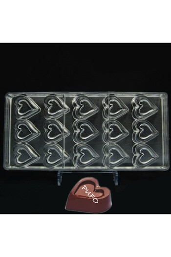 PUFO Muffin mold with cavities for preparing chocolate for tarts, cakes, cakes, in the shape of a heart