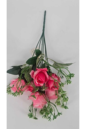 yapay çiçek evi Sugar Pink Multi-Layered 6 Head Rose Home Decor Potted Vase Ornament
