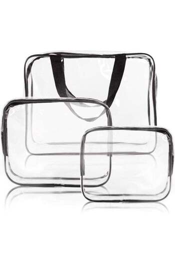 Generic 3-Piece Cosmetic Bag Clear/Black