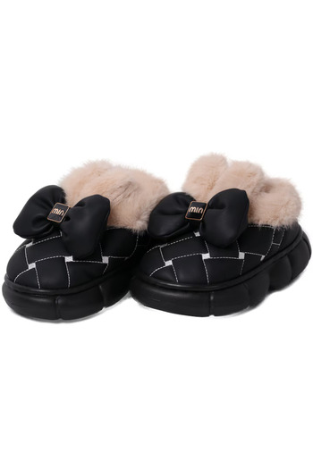 Generic Fur-lined boots for children, thick soles, for indoors and outdoors, size 32-33, Black