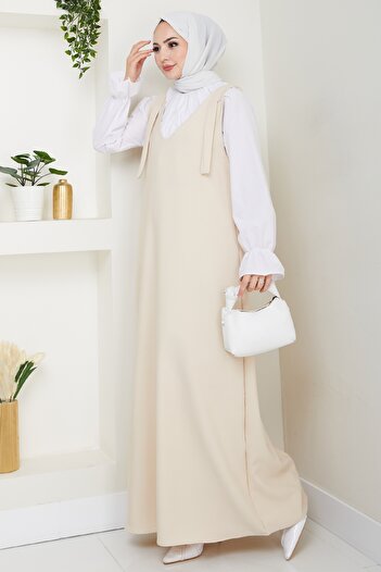 InStyle Διπλό Φόρεμα Crepe Gilet Stone