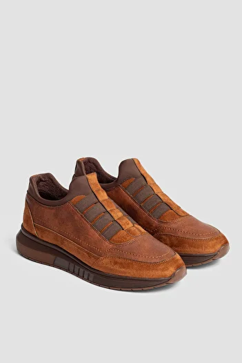 KİNGLE Tan Color Orthopedic Sole Sports Daily Casual Men's Shoes 5345K