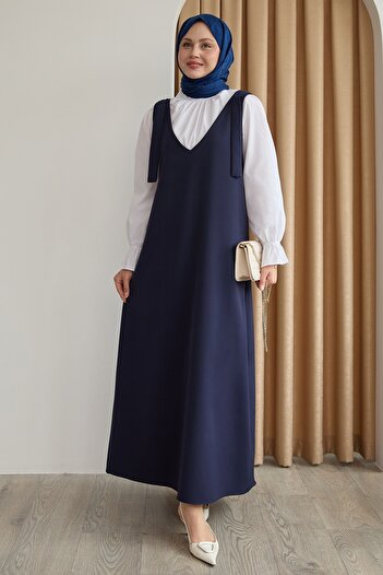 InStyle Double Crepe Jile Navy Blue Dress