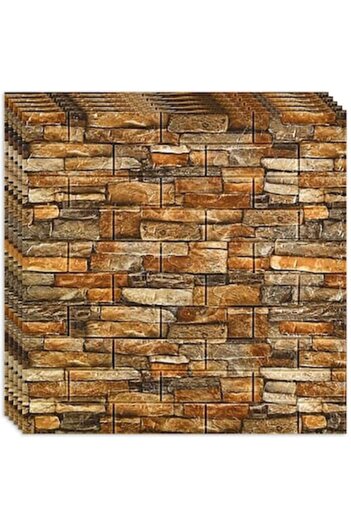 HOZRO Set of 10 x HOZRO self-adhesive 3D wallpaper, Brick imitation pattern, Brown Stone