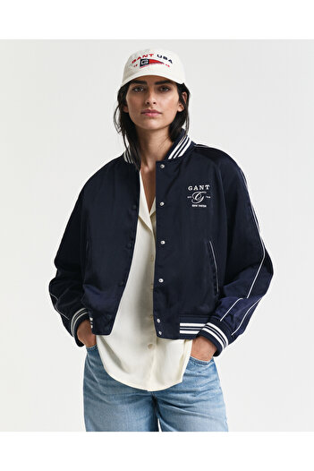 Gant Kadın Lacivert Regular Fit Hakim Yaka Logolu Bomber Ceket