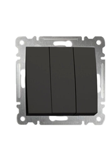 Eldenör Black Triple Switch Glossy Frameless - Frame Compatible for Socket and Switch