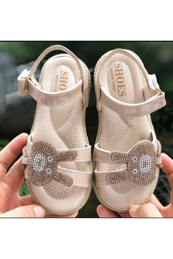 Pandalina Velcro Girl Children's Sandals Fashion Stone Rabbit Figure Non-Slip (Light) Sole Sandals